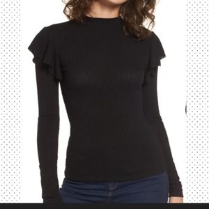 bp. Ribbed Flutter Shoulder Top